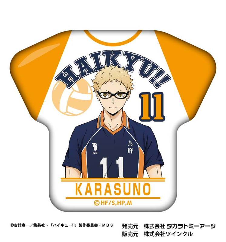 ハイキュー!!_カレッジテイスト Tシャツ缶バッジ 月島蛍
