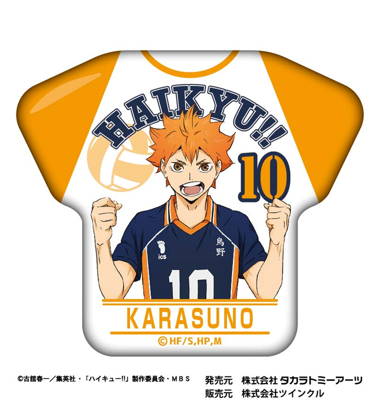 ハイキュー!!_カレッジテイスト Tシャツ缶バッジ 日向翔陽