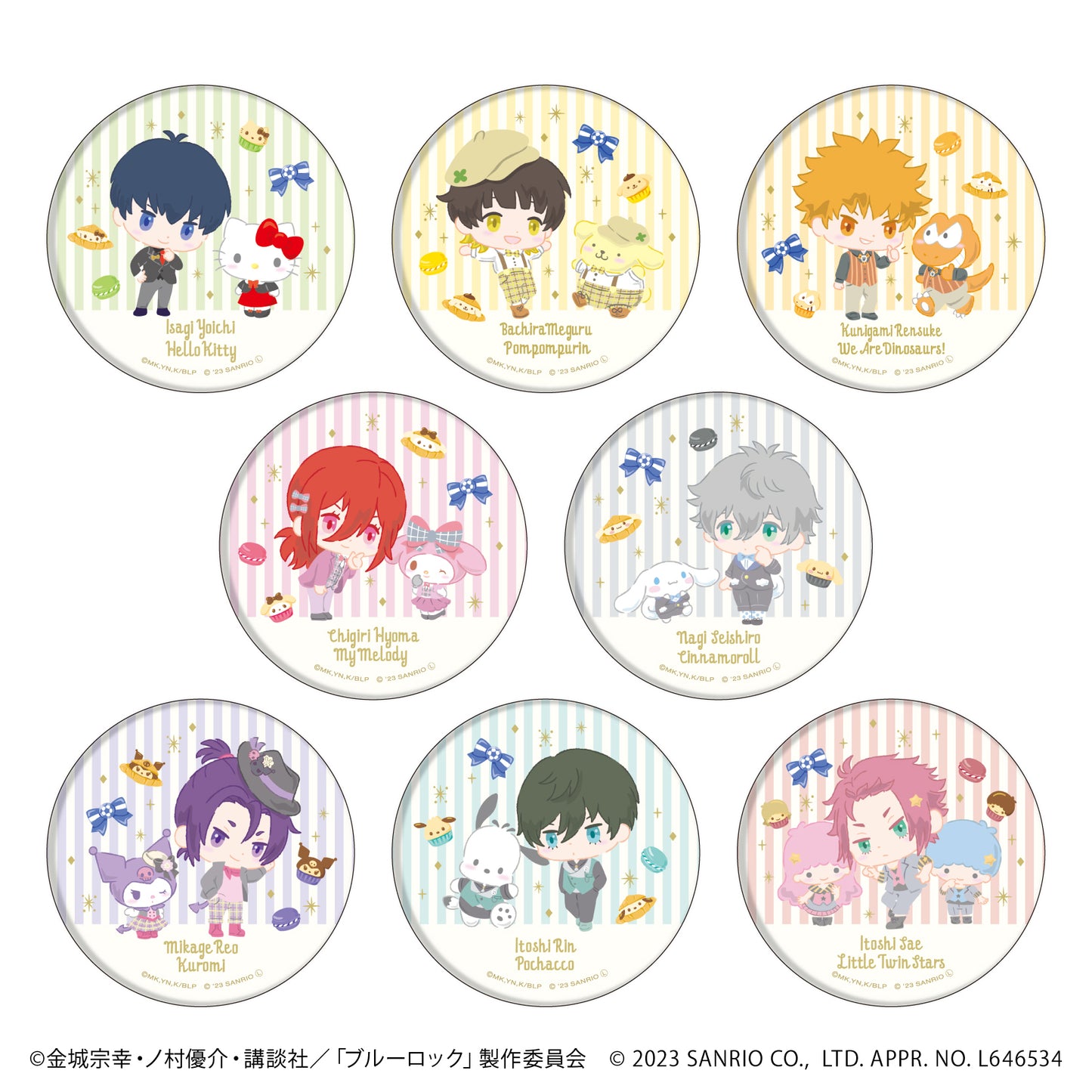 ブルーロック×サンリオキャラクターズ_缶バッジ02/パーティーver ボックス(全8種)(ミニキャライラスト)【コンプリートBOX】