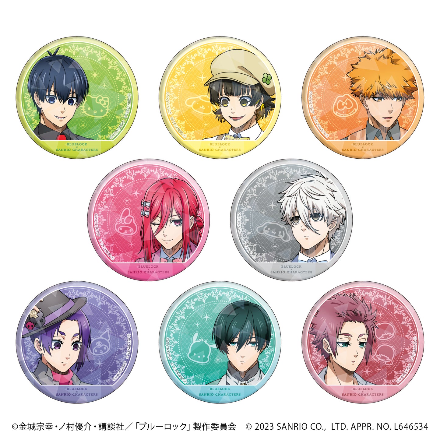 ブルーロック×サンリオキャラクターズ_(57mm)_ホログラム缶バッジ01/パーティーver ボックス(全8種)(描き下ろしイラスト)【コンプリートBOX】
