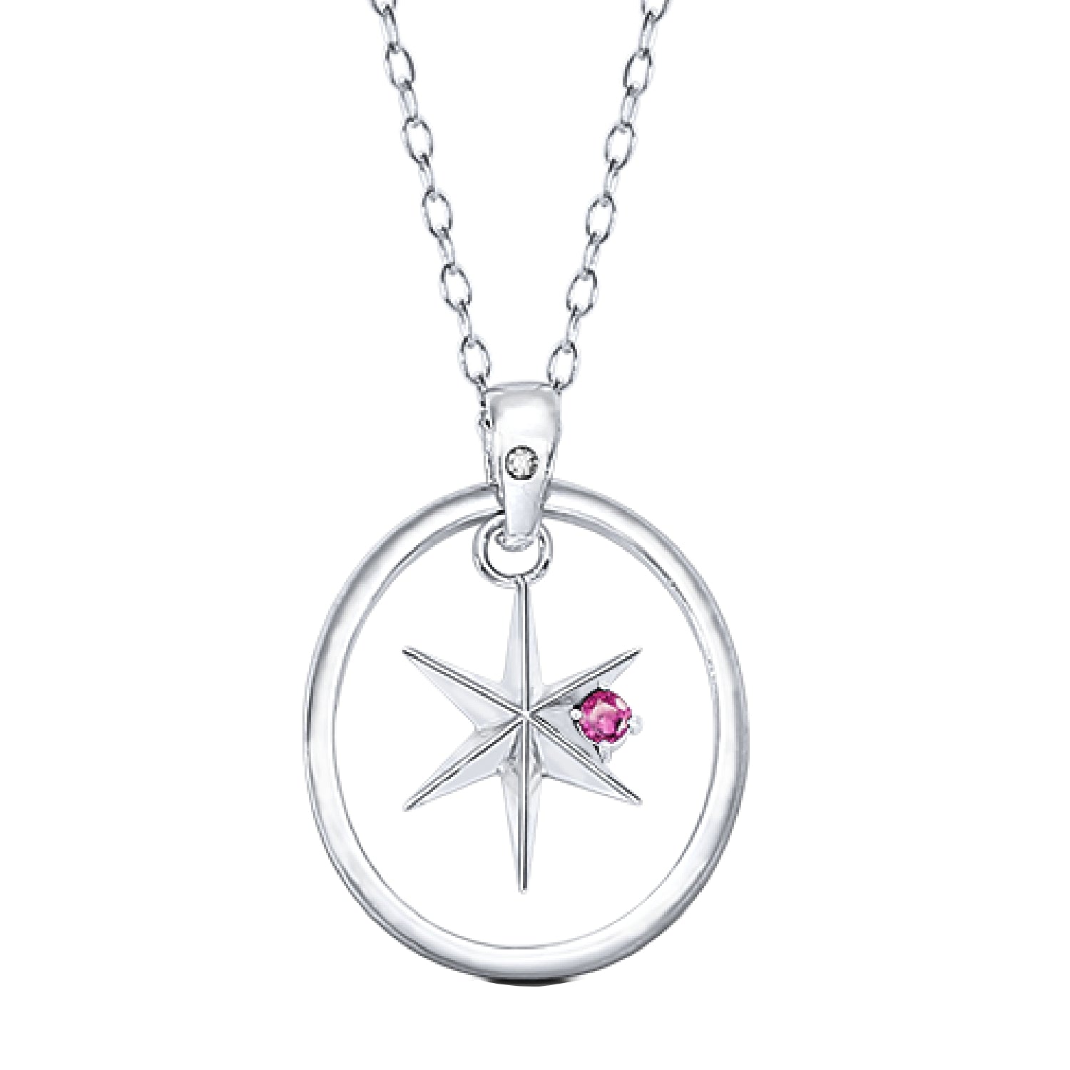 【推しの子】_天然石付き スターシルバーネックレス ルビー