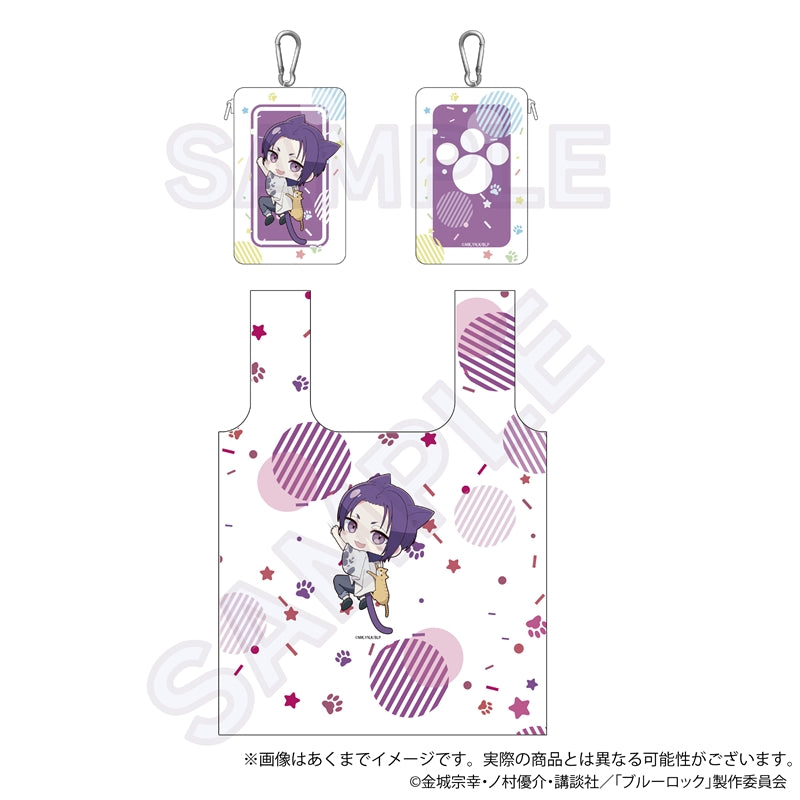 ブルーロック_収納ポーチ付きエコバッグ ひっつきにゃんver. 御影 玲王