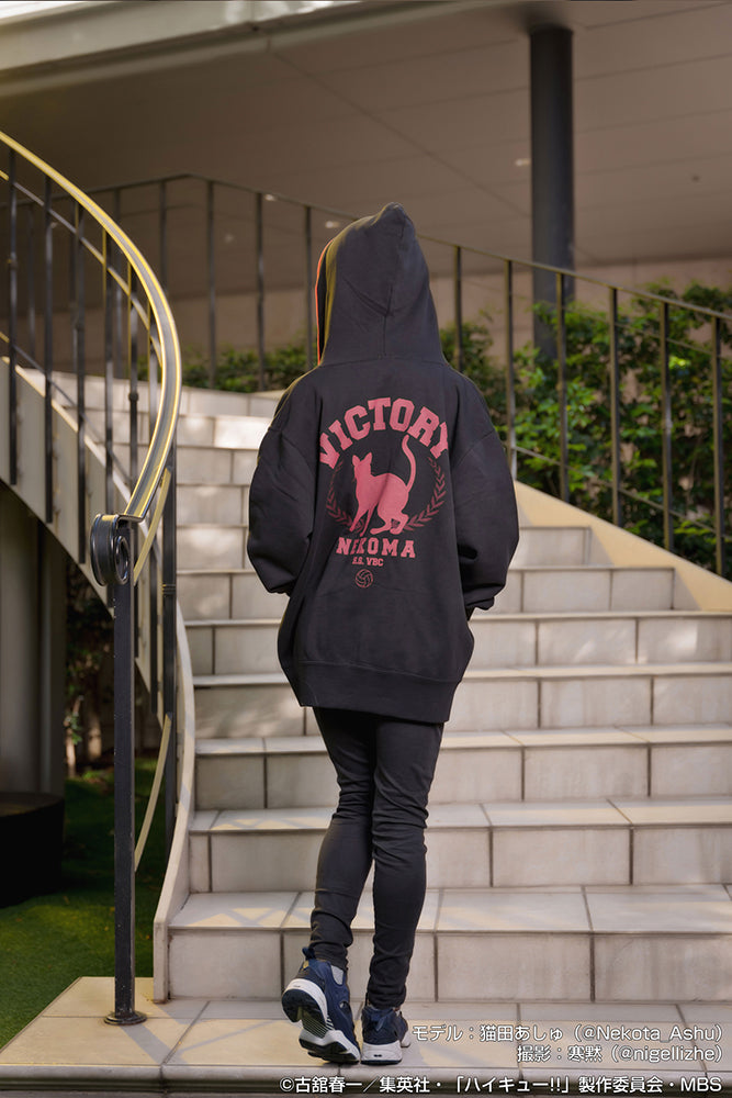 ハイキュー!!_音駒高校バレーボール部 応援ジップパーカー/BLACK×RED