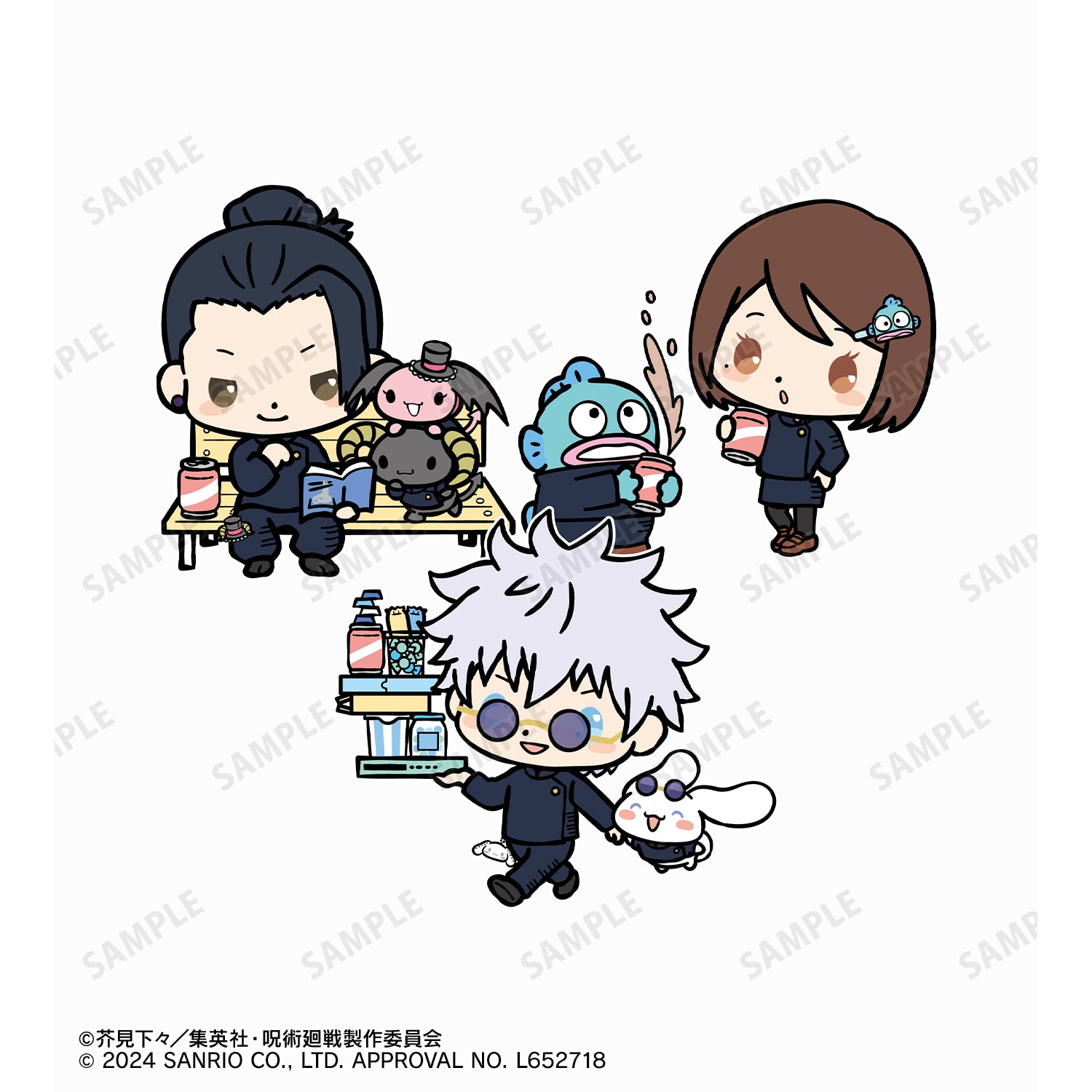 呪術廻戦×サンリオキャラクターズ_五条 悟×シナモロール・夏油 傑×ルロロマニック・家入硝子×ハンギョドン 懐玉・玉折 スティックバルーン