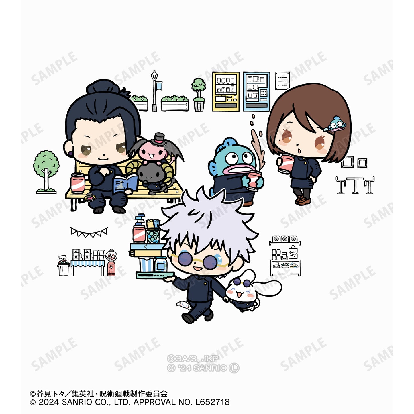 呪術廻戦×サンリオキャラクターズ_五条 悟×シナモロール・夏油 傑×ルロロマニック・家入硝子×ハンギョドン 懐玉・玉折 スティックバルーン