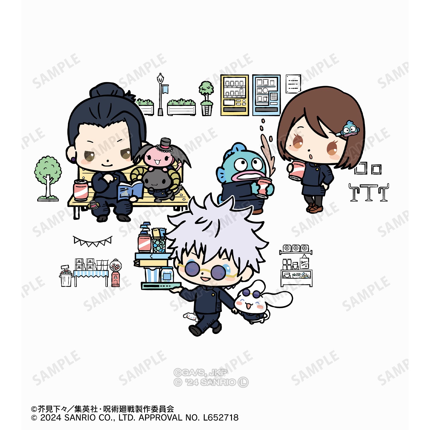 呪術廻戦×サンリオキャラクターズ_五条 悟×シナモロール・夏油 傑×ルロロマニック・家入硝子×ハンギョドン 懐玉・玉折 スティックバルーン