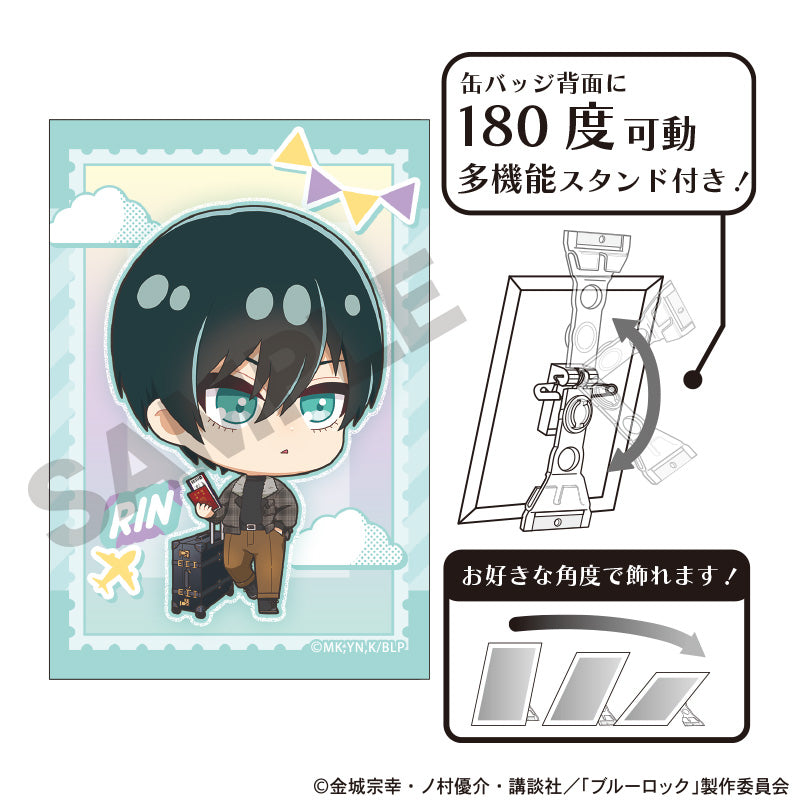 ブルーロック_アート缶バッジ 糸師凛 ミニキャラ旅行