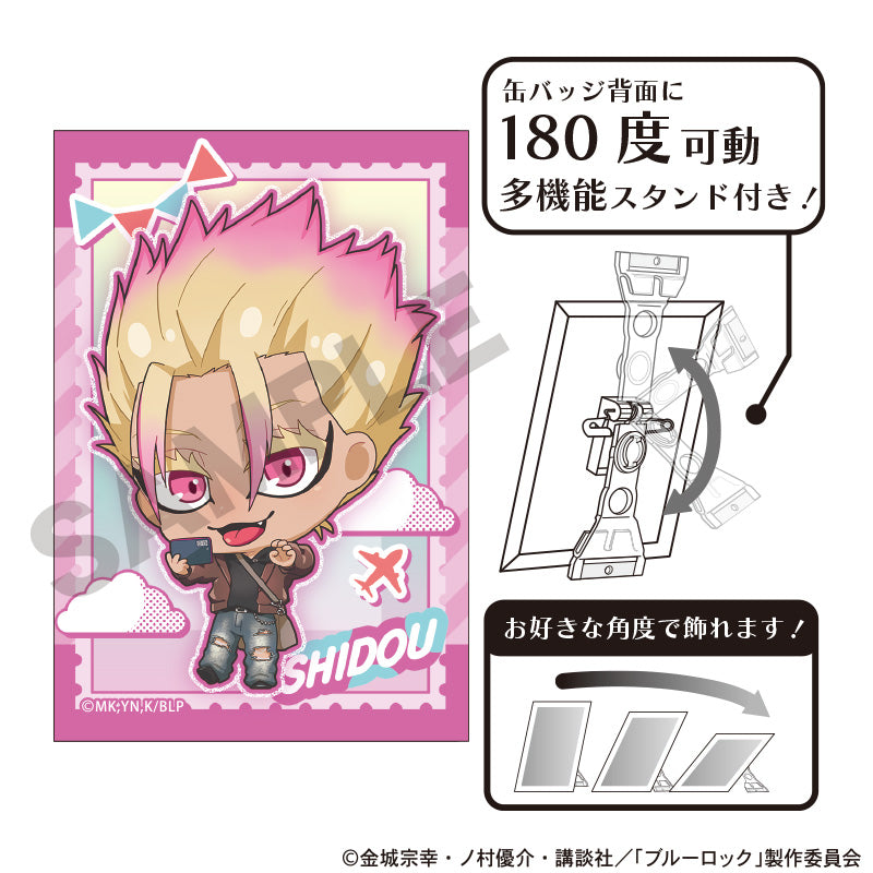ブルーロック_アート缶バッジ 士道龍聖 ミニキャラ旅行