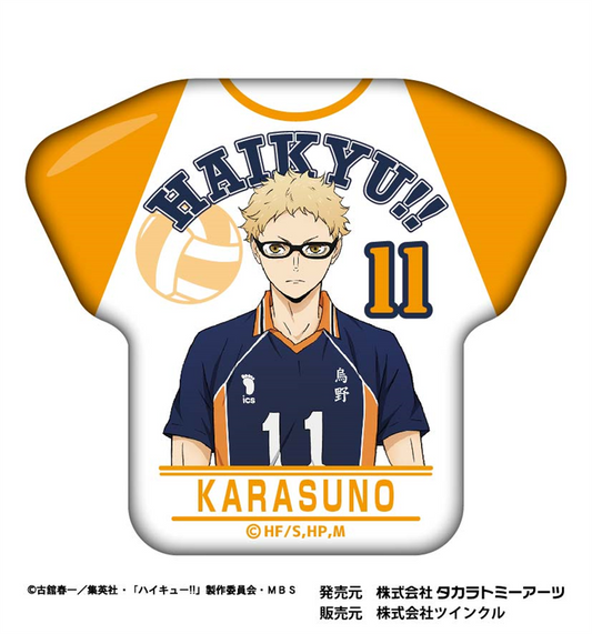 ハイキュー!!_カレッジテイスト Tシャツ缶バッジ 月島蛍
