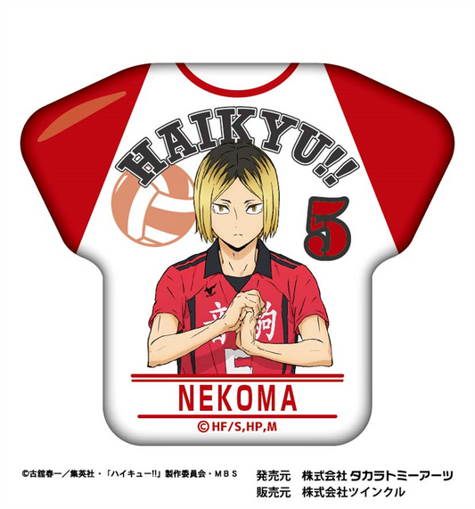 ハイキュー!!_カレッジテイスト Tシャツ缶バッジ 孤爪研磨