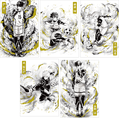 ブルーロック_金箔 ポストカード5種セット 水墨画