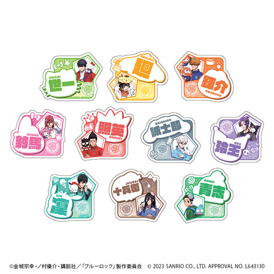 ブルーロック×サンリオキャラクターズ_おなまえプレートバッジ01/ボックス (全10種)(描き下ろしイラスト)