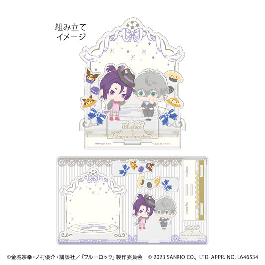 ブルーロック×サンリオキャラクターズ_プレミアム アクリルジオラマプレート03/凪誠士郎＆御影玲王(ミニキャライラスト)