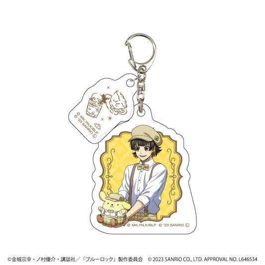 ブルーロック×サンリオキャラクターズ_パーツ付きアクリルキーホルダー02/蜂楽 廻×ポムポムプリン(描き下ろしイラスト)