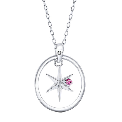 【推しの子】_天然石付き スターシルバーネックレス ルビー