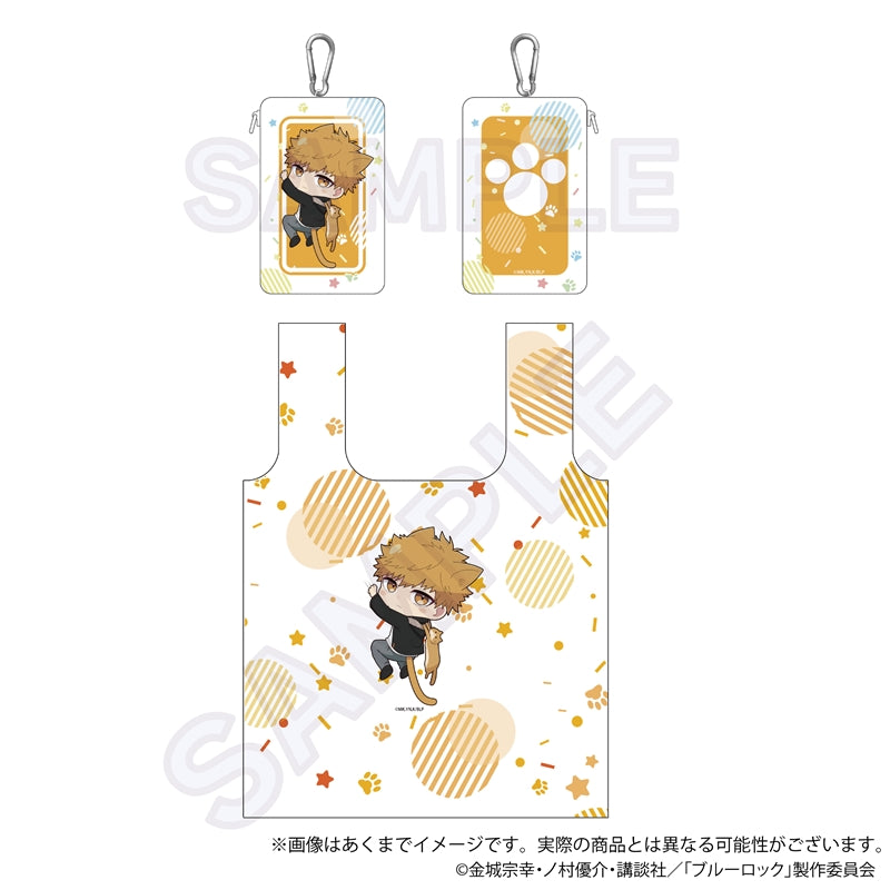 ブルーロック_収納ポーチ付きエコバッグ ひっつきにゃんver.　國神　錬介