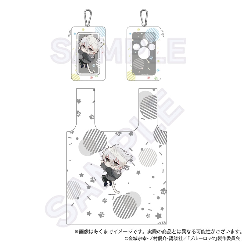 ブルーロック_収納ポーチ付きエコバッグ ひっつきにゃんver.　凪　誠士郎