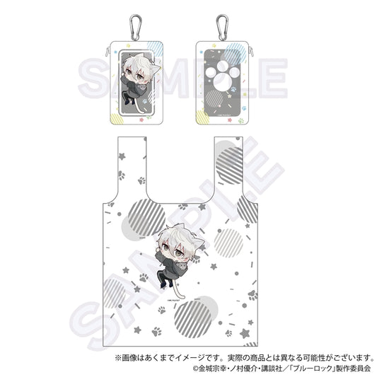 ブルーロック_収納ポーチ付きエコバッグ ひっつきにゃんver.　凪　誠士郎