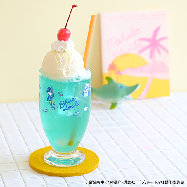 ブルーロック_ビィズニィズ　アデリアレトロ台付グラス（海水浴）