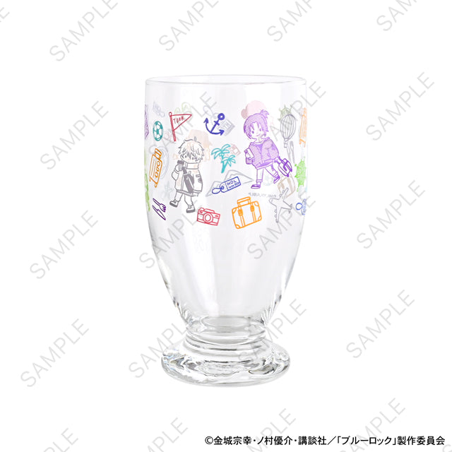 ブルーロック_ビィズニィズ　アデリアレトロ台付グラス（総柄）