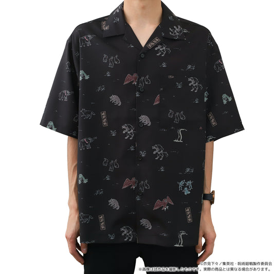 呪術廻戦　第2期_オープンカラーシャツ／伏黒の式神　【黒】