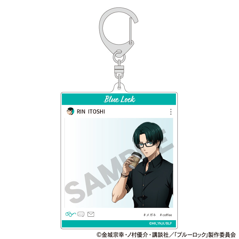 ブルーロック_SNS風アクリルキーホルダー　糸師凛　休日メガネ