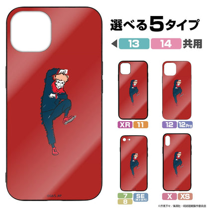 呪術廻戦_13・14共用_虎杖 悠仁 強化ガラスiPhoneケース