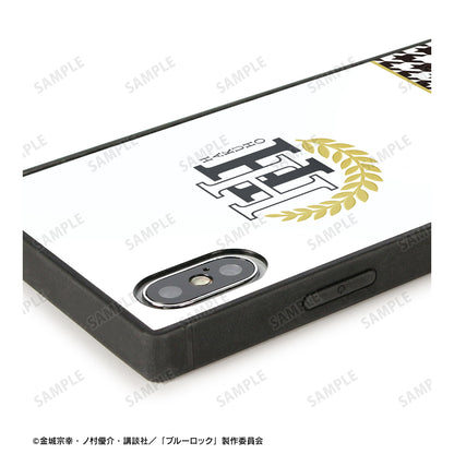 ブルーロック_白宝高校校章 スクエア強化ガラスiPhoneケース