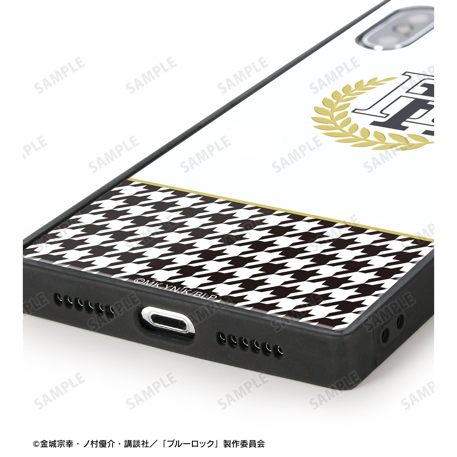 ブルーロック_白宝高校校章 スクエア強化ガラスiPhoneケース