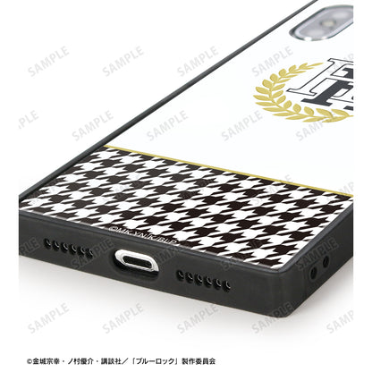 ブルーロック_白宝高校校章 スクエア強化ガラスiPhoneケース