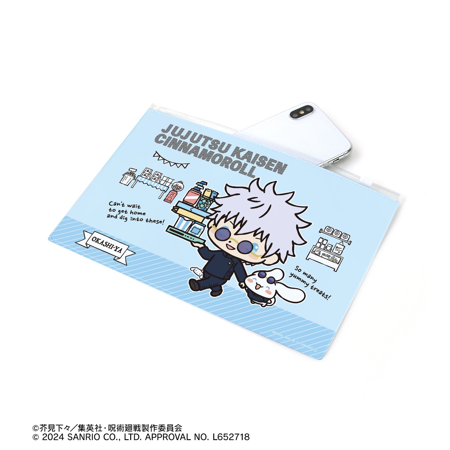 呪術廻戦×サンリオキャラクターズ_五条 悟×シナモロール 懐玉・玉折 ビニールフラットポーチ