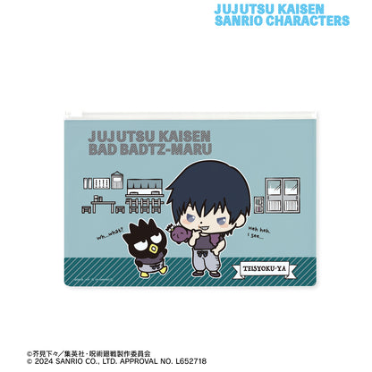 呪術廻戦×サンリオキャラクターズ_伏黒甚爾×バッドばつ丸 懐玉・玉折 ビニールフラットポーチ