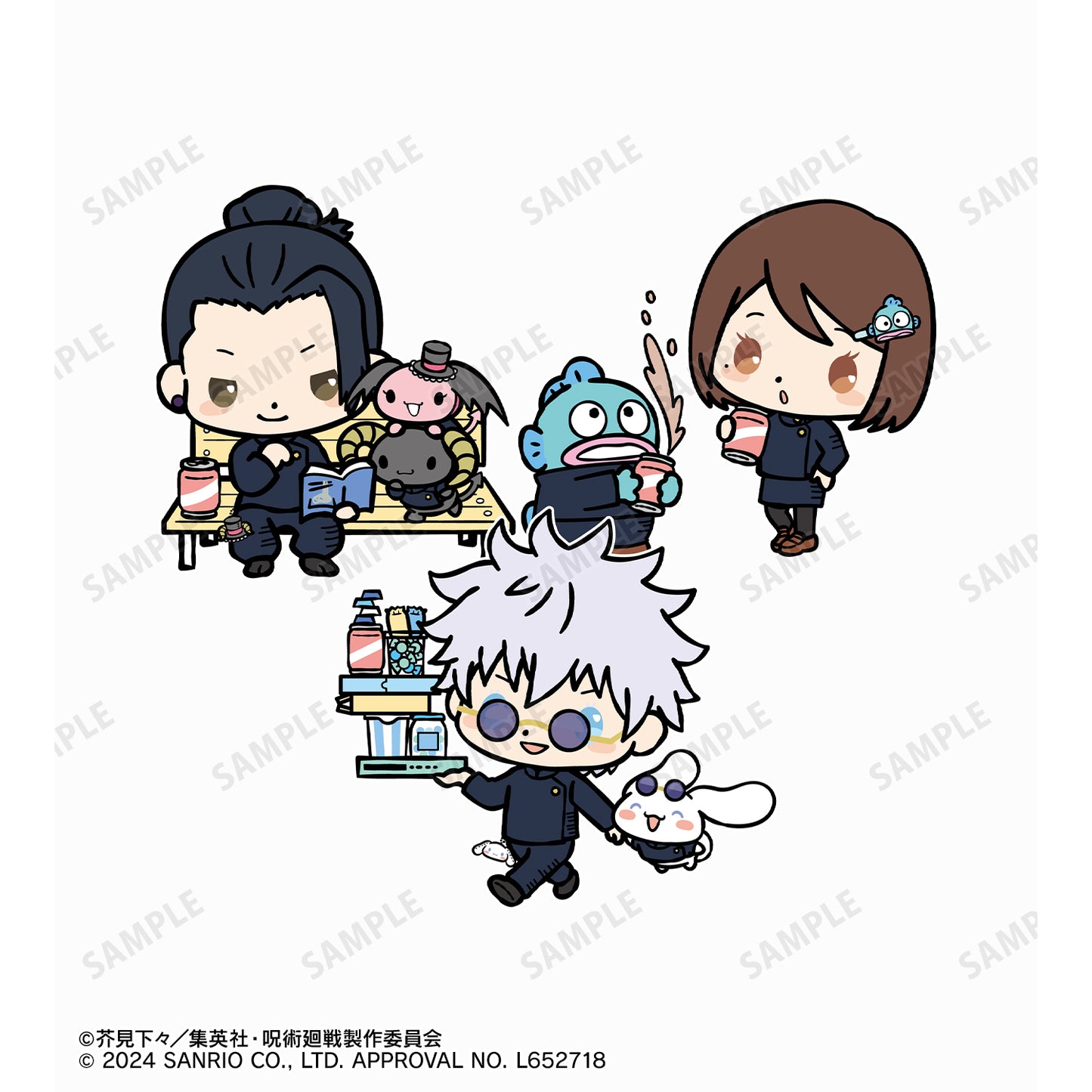 呪術廻戦×サンリオキャラクターズ_五条 悟×シナモロール・夏油 傑×ルロロマニック・家入硝子×ハンギョドン 懐玉・玉折 スティックバルーン