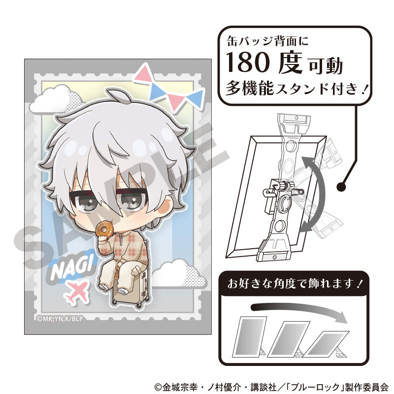 ブルーロック_アート缶バッジ　凪誠士郎　ミニキャラ旅行