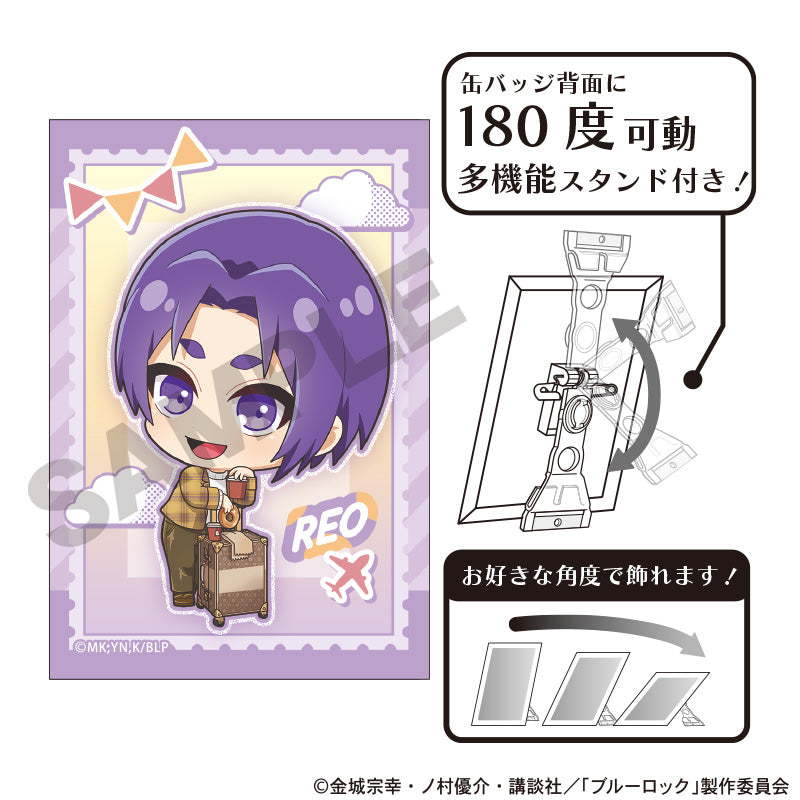 ブルーロック_アート缶バッジ　御影玲王　ミニキャラ旅行