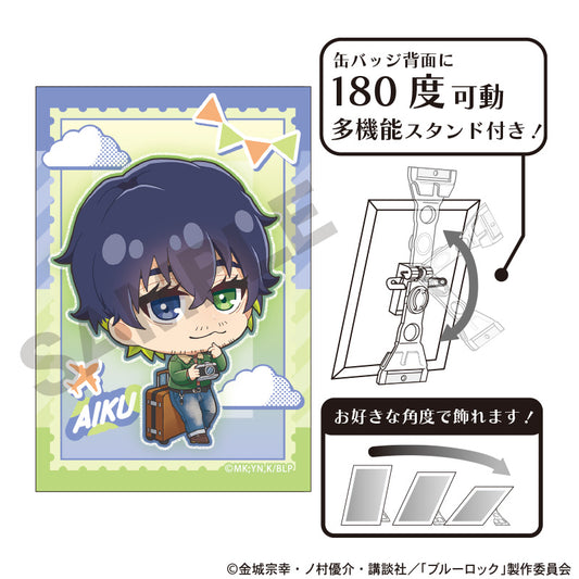 ブルーロック_アート缶バッジ　オリヴァ・愛空　ミニキャラ旅行