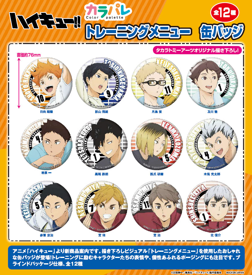 ハイキュー!!_カラパレ トレーニングメニュー 缶バッジ【BOX／12個入り】