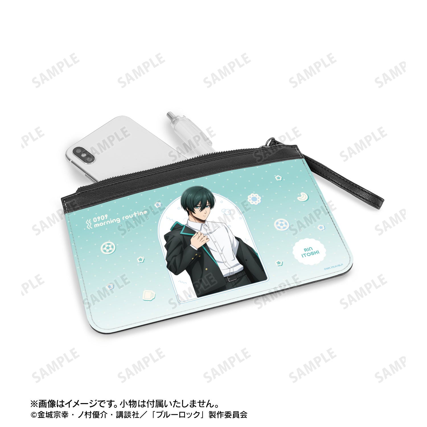 ブルーロック_描き下ろし 糸師 凛 モーニングルーティンver. PUレザーフラットポーチ