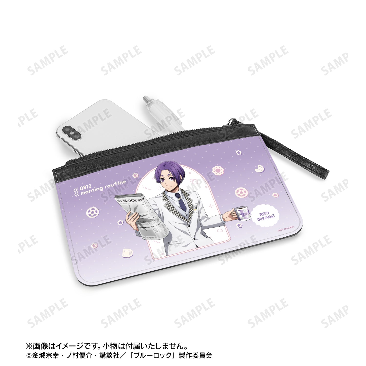 ブルーロック_描き下ろし 御影 玲王 モーニングルーティンver. PUレザーフラットポーチ